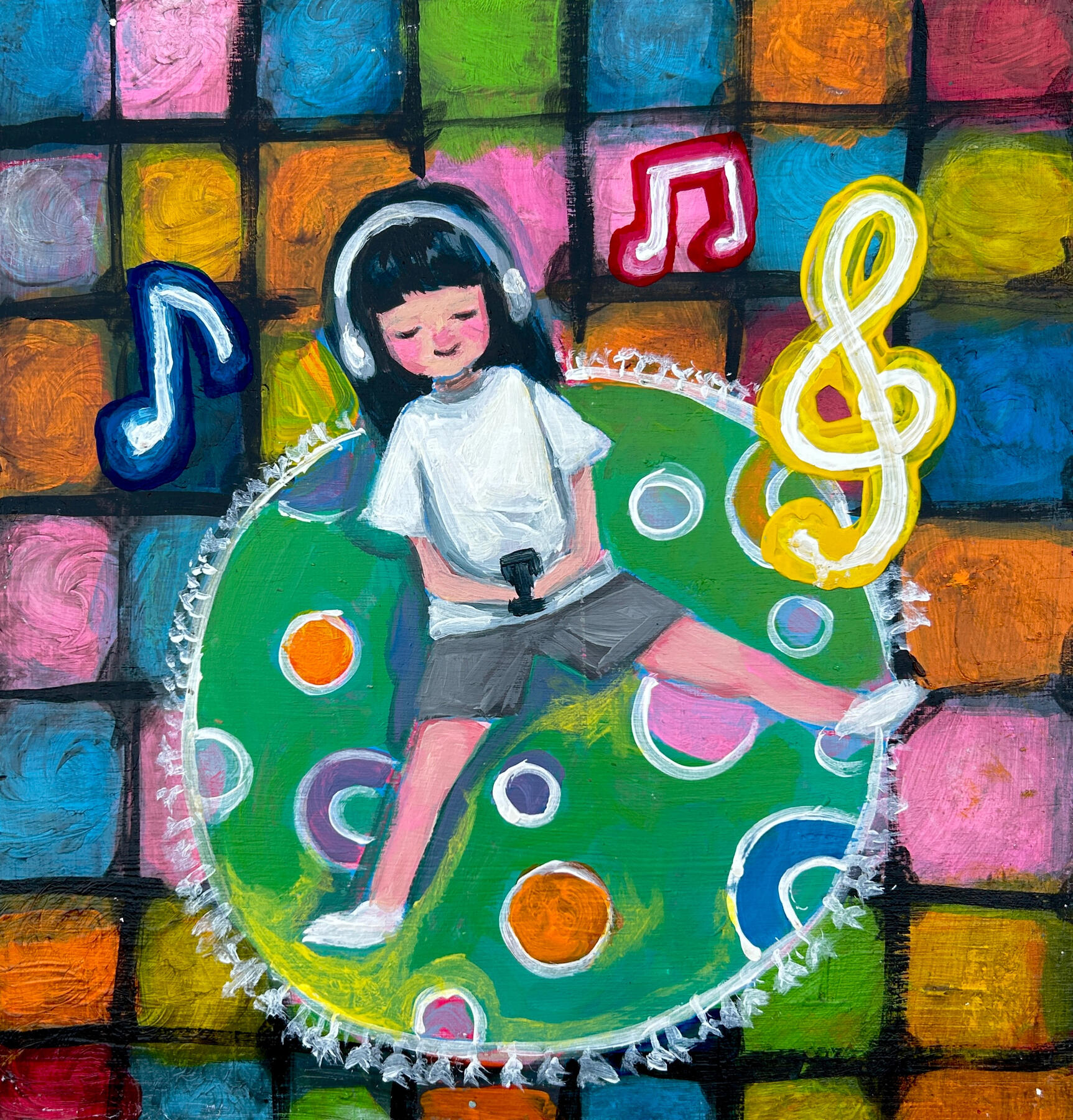 Lalalala, 2025, acrylic on panel, 9 x 9 in