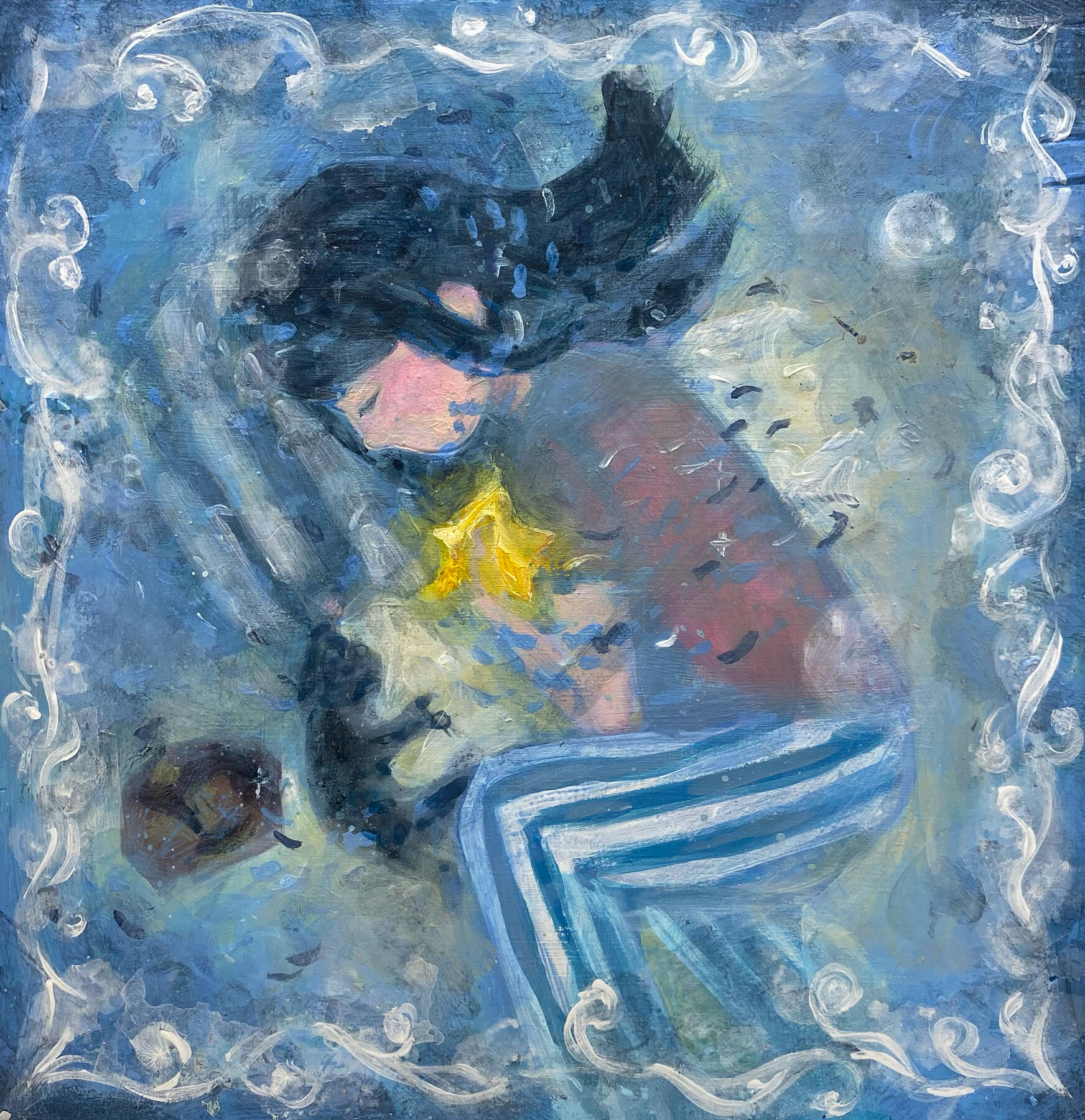 Goodnight, 2025, acrylic on panel, 9 x 9 in