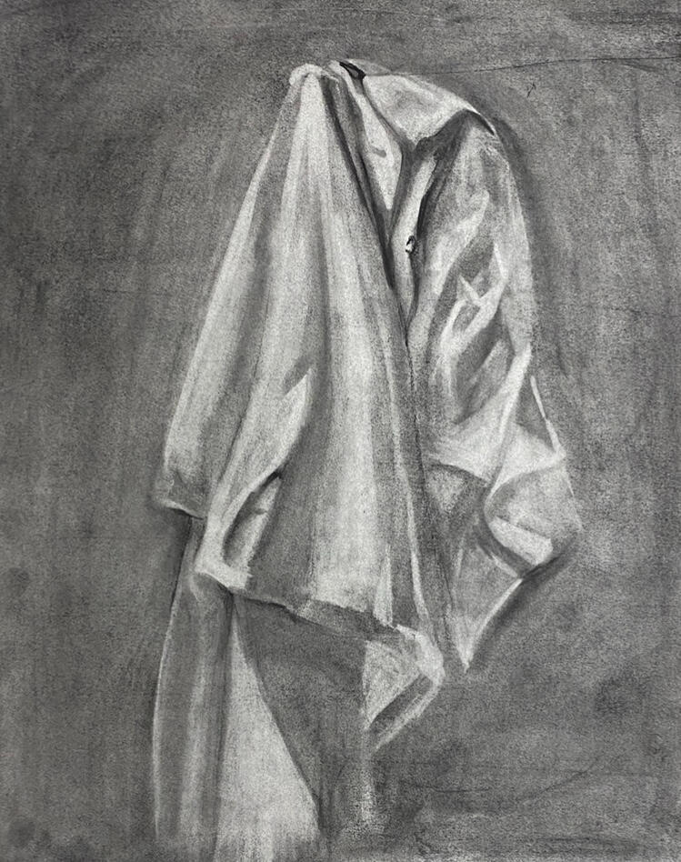 Untitled, 2023, charcoal on paper, 19 x 25 in