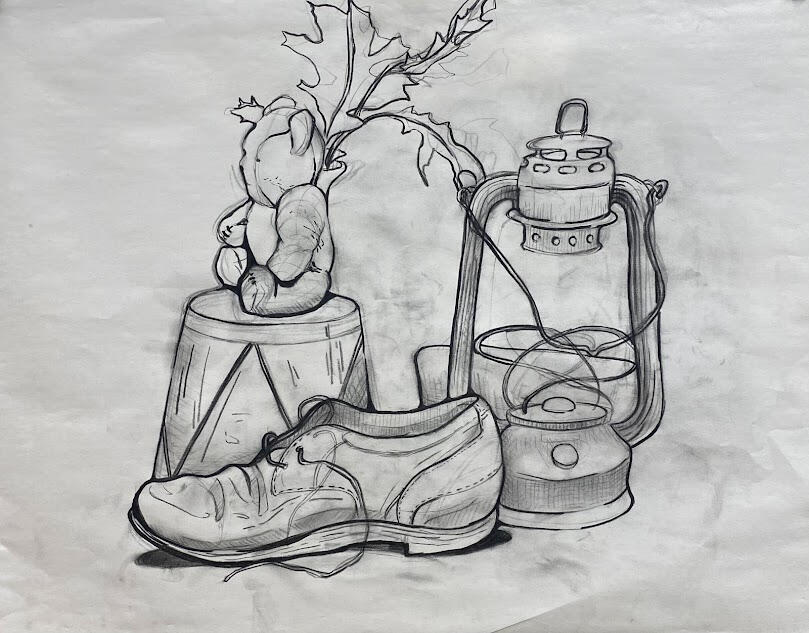 Untitled, 2023, chalk on paper, 14 x 17 in
