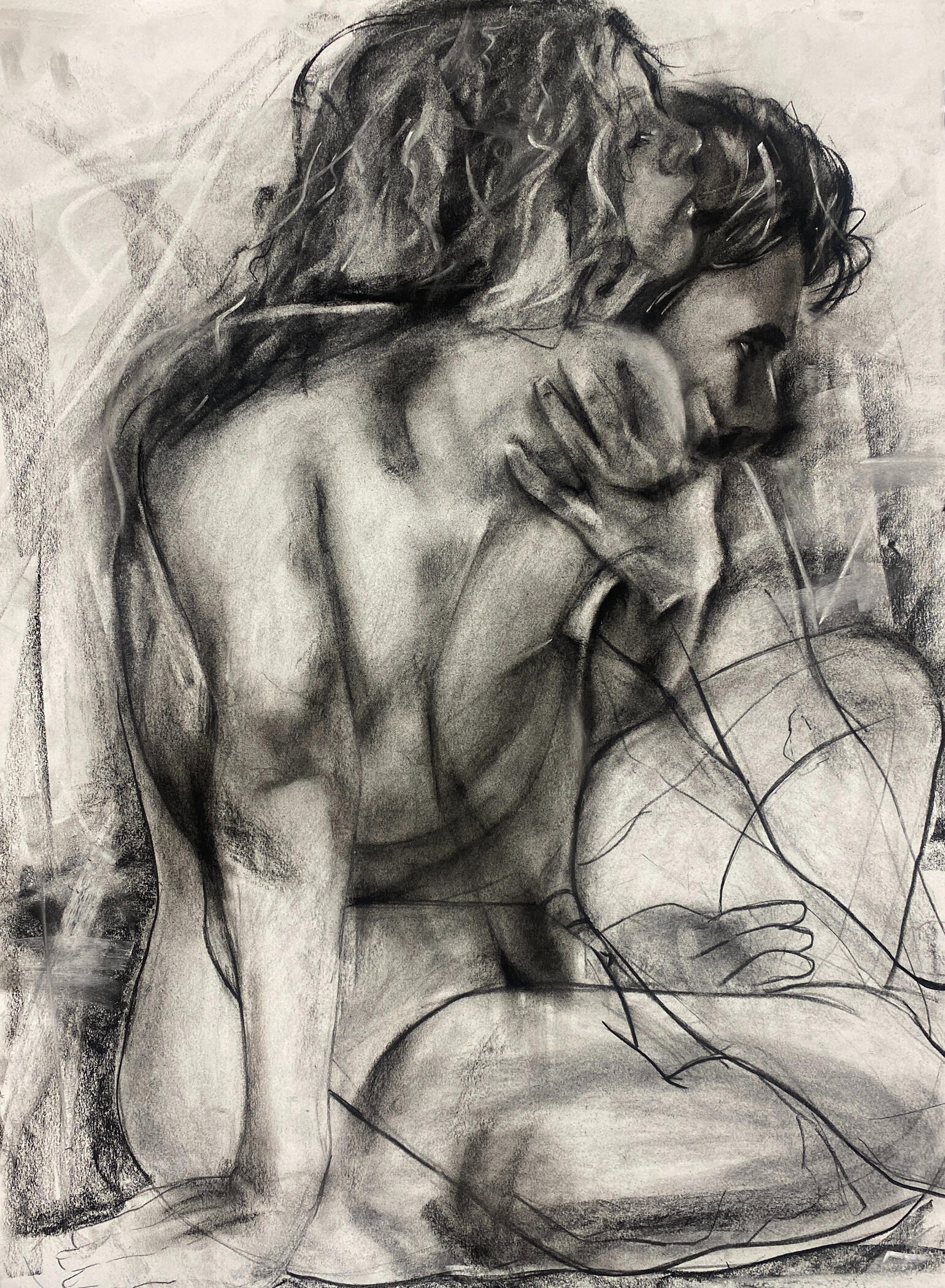 Entangled, 2024, charcoal on paper, 19 x 25 in