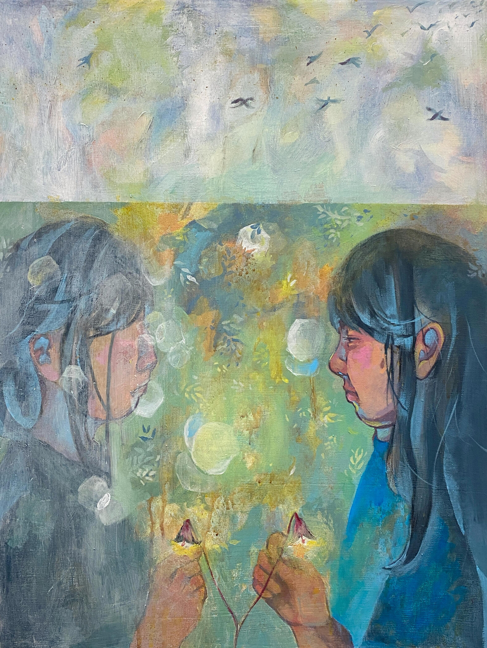 Twin Flame, 2024, acrylic on canvas, 20 x 24 in